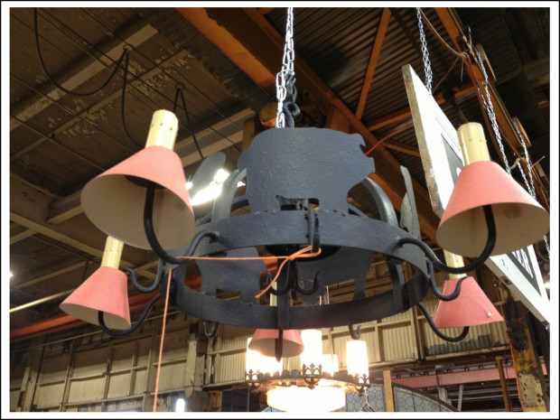 Wrought-iron farm chandelier ($89).