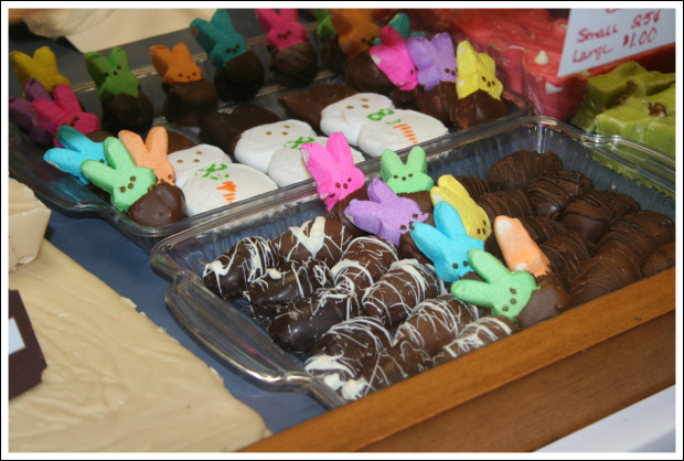 Chocolate-dipped peeps!