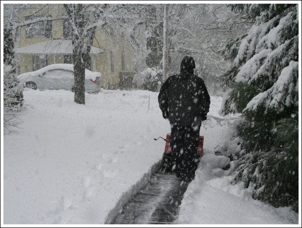 Another two to three inches of slushy snow fell after he was finished. Topped off with a layer of rain.