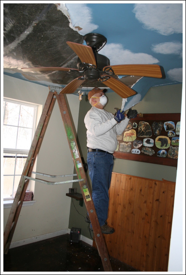 The entire bedroom ceiling had to come down.