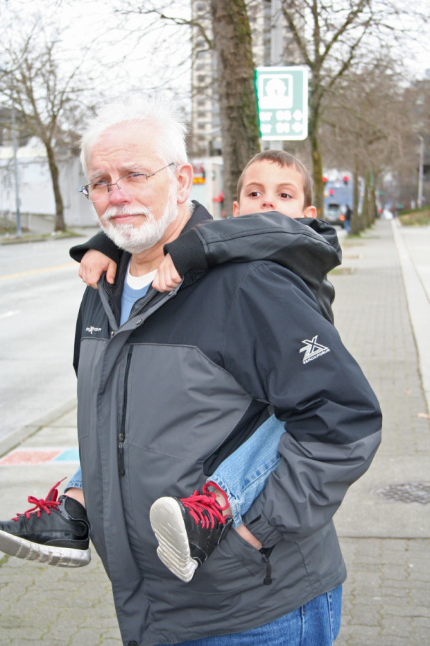 Pop giving Joey a lift.