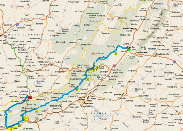 Saturday: Staunton, VA to Princeton, WV