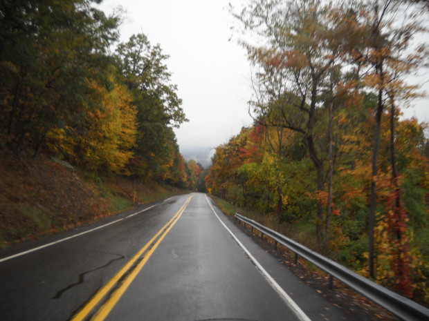 Cloudy sky and wet road didn't dampen our spirits.