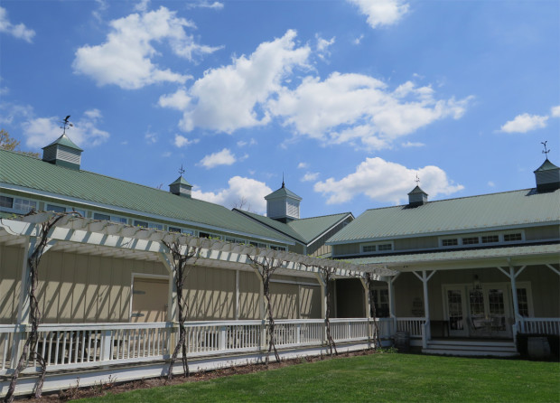 The tasting room is housed in this building.