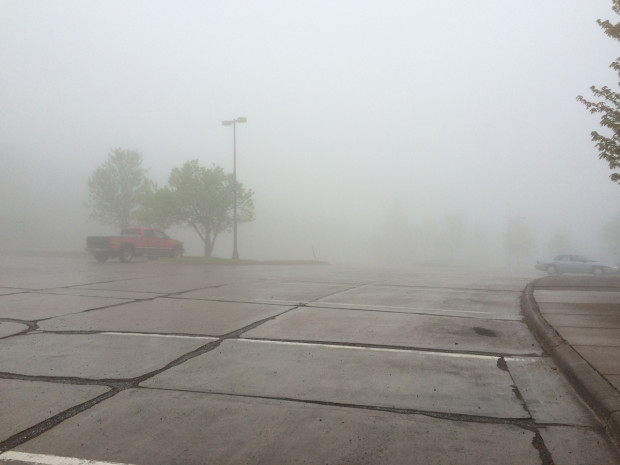 Thick fog in Duluth, Minnesota.